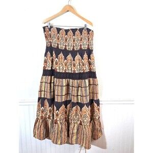 She's Cool 3X Boho Paisley Strapless Maxi Dress 100% Cotton Tiered Festival